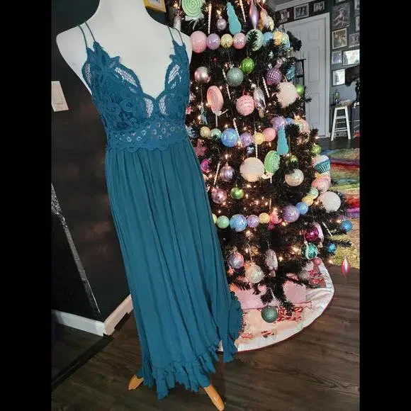 Free People Teal Adela Maxi Dress - Picture 3 of 10